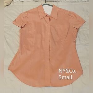 NY&Co Peach Short Sleeve button down Small